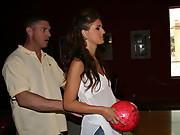 Euro teen Candy goes bowling the sucks and fucks dick